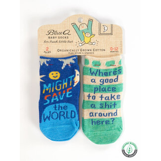 Blue Q Save World Take Shit Baby Socks