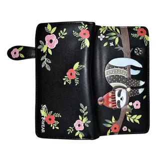 shagwear Large Wallet - Chillin Sloth - Black