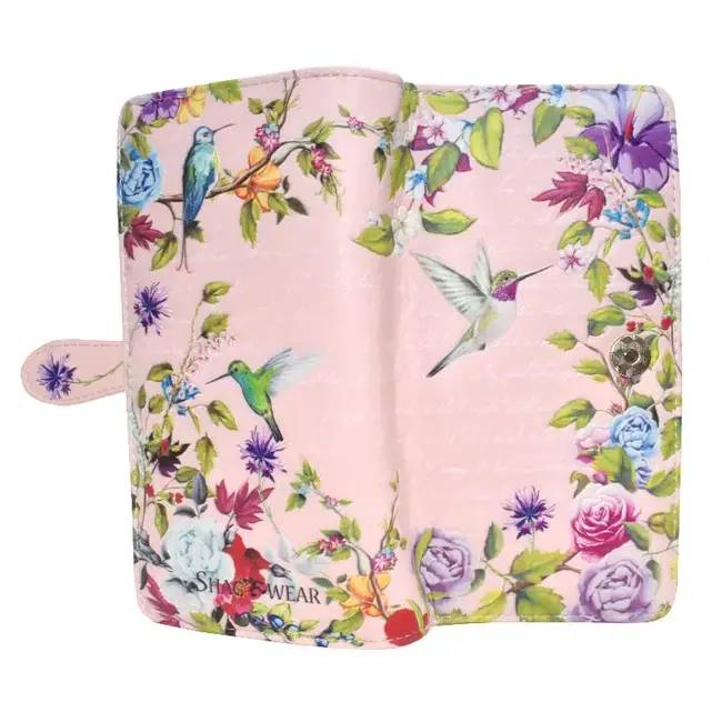 Shagwear Large Wallet - Vintage Hummingbird Garden - Pink