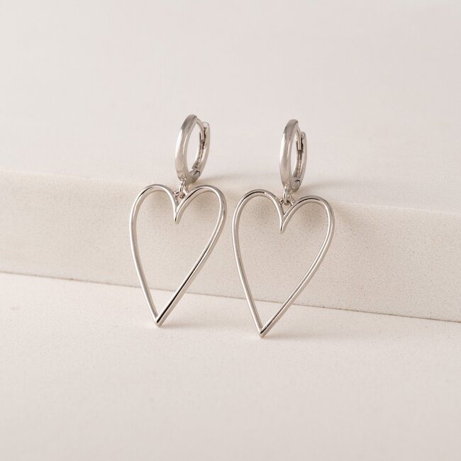 Lover’s Tempo Lovestruck Heart Hoop Earrings Silver