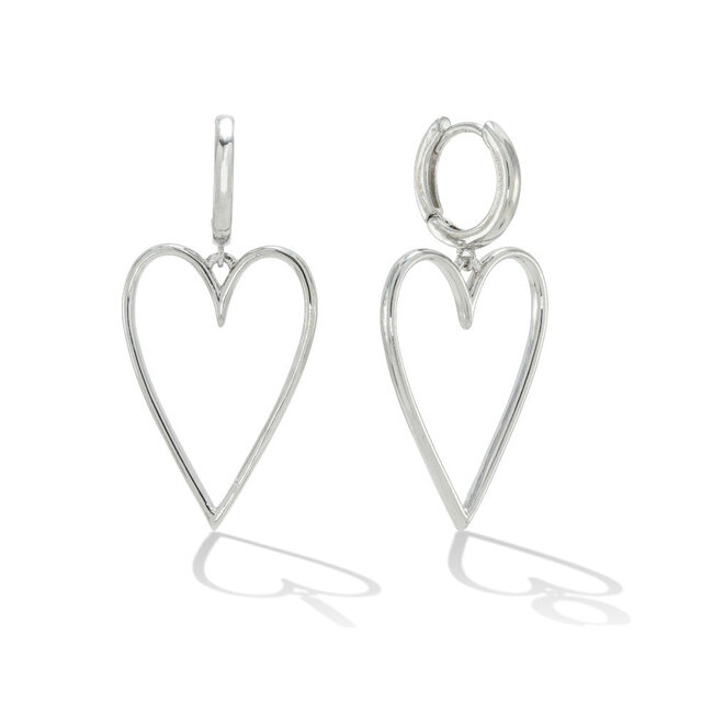 Lover’s Tempo Lovestruck Heart Hoop Earrings Silver