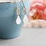 A Pocket of Posies Vintage Glass Teardrop Earrings - White Opal