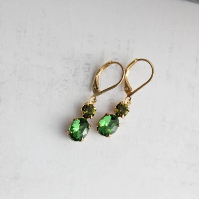A Pocket of Posies Little Spring Green Earrings - Vintage Glass