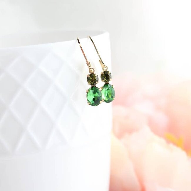 A Pocket of Posies Little Spring Green Earrings - Vintage Glass