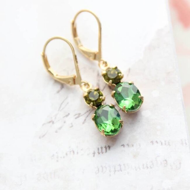 A Pocket of Posies Little Spring Green Earrings - Vintage Glass