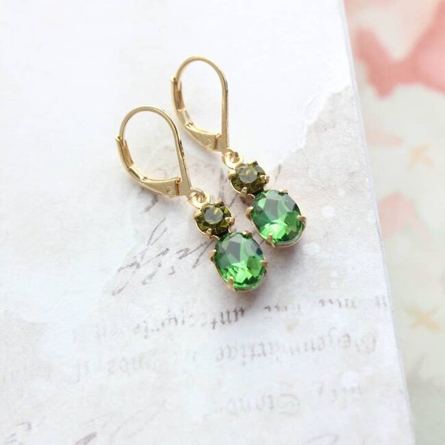 A Pocket of Posies Little Spring Green Earrings - Vintage Glass
