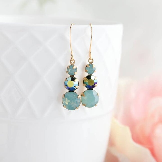 A Pocket of Posies Vintage Glass Earrings - Jewel - Shades of Aqua Mint