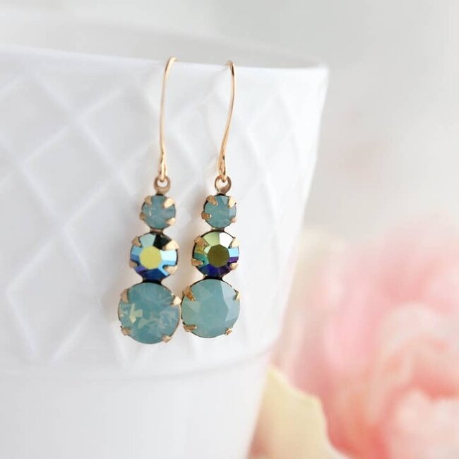 A Pocket of Posies Vintage Glass Earrings - Jewel - Shades of Aqua Mint