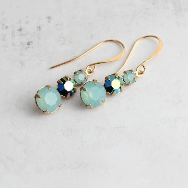 A Pocket of Posies Vintage Glass Earrings - Jewel - Shades of Aqua Mint