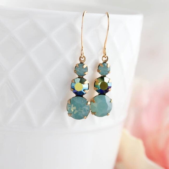 A Pocket of Posies Vintage Glass Earrings - Jewel - Shades of Aqua Mint