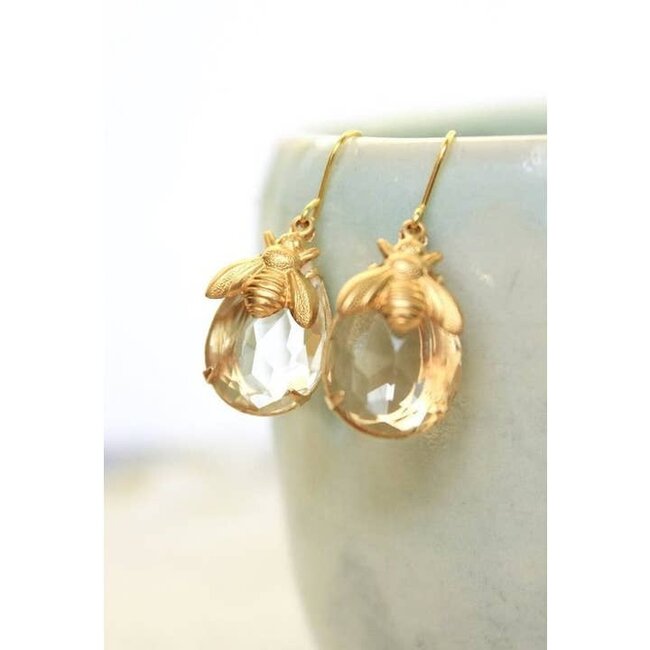 A Pocket of Posies Honey Bee Earrings - Glass Drop