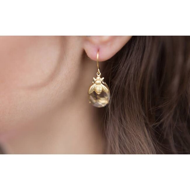 A Pocket of Posies Honey Bee Earrings - Glass Drop