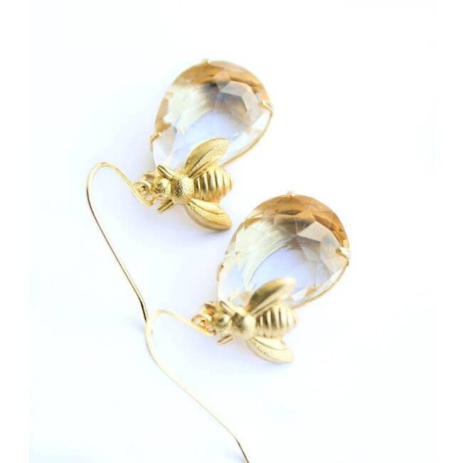 A Pocket of Posies Honey Bee Earrings - Glass Drop