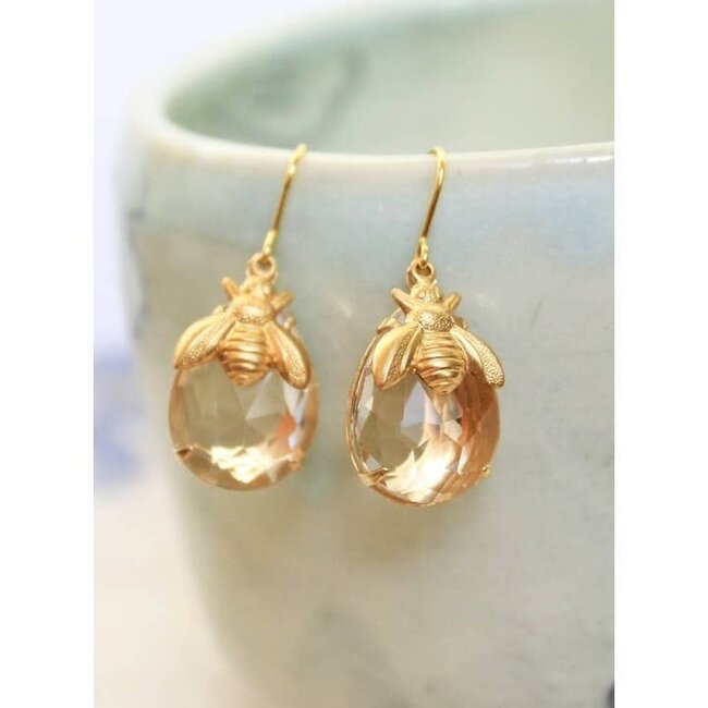 A Pocket of Posies Honey Bee Earrings - Glass Drop