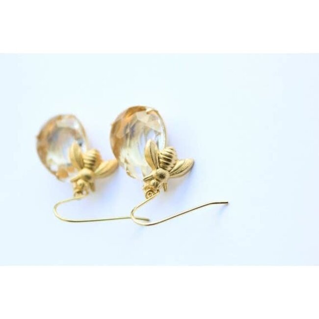 A Pocket of Posies Honey Bee Earrings - Glass Drop