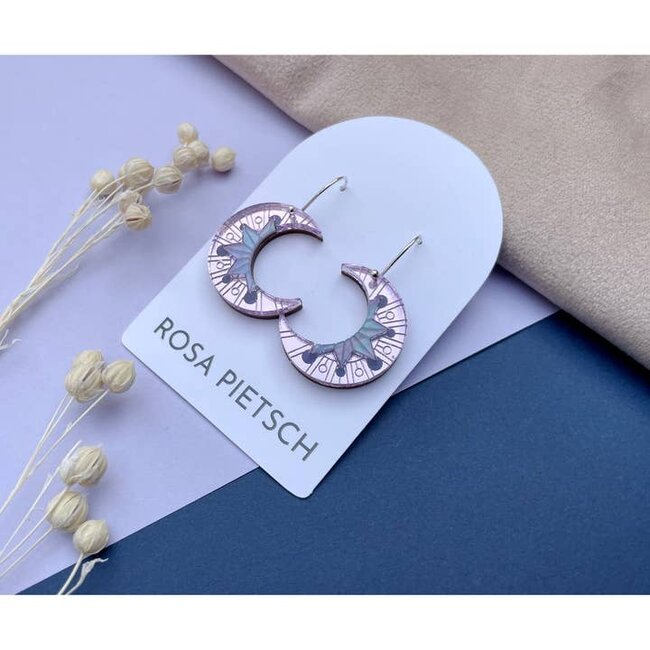 Rosa Pietsch Aurora Moon Drop Earrings - Lilac & Galaxy Marble