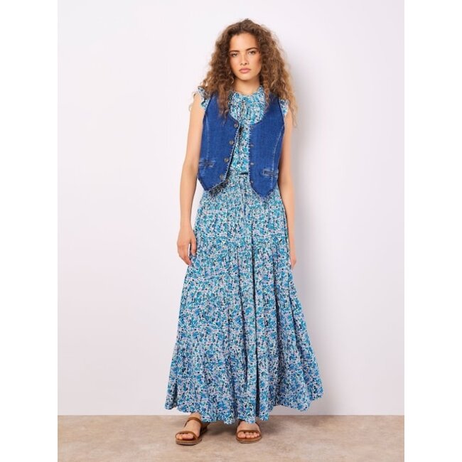 Apricot Ditsy Tiered Maxi Skirt