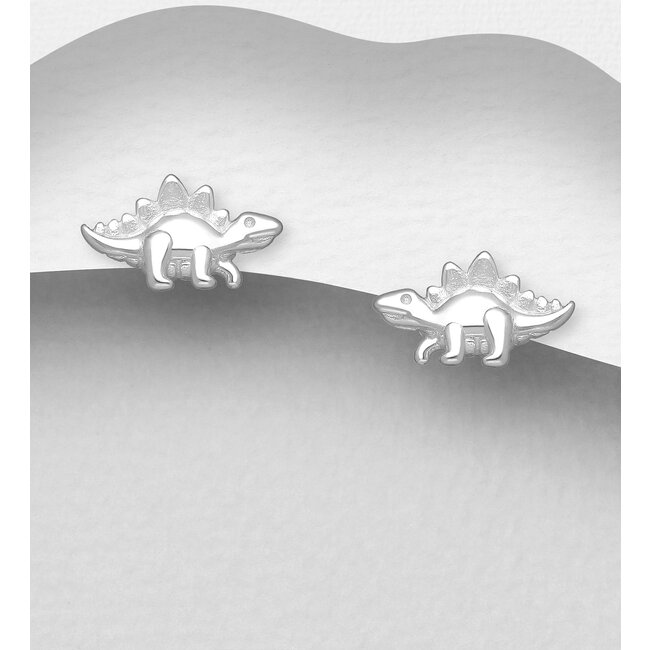 Sterling Stegosaurus Stud Earrings