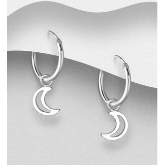 Sterling Sterling - Hoop Earrings with Moon
