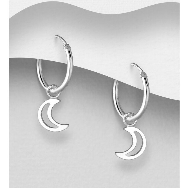 Sterling Sterling - Hoop Earrings with Moon