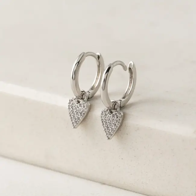 Lover’s Tempo Flutter Heart Huggie Drop Hoop Earrings (more colours)