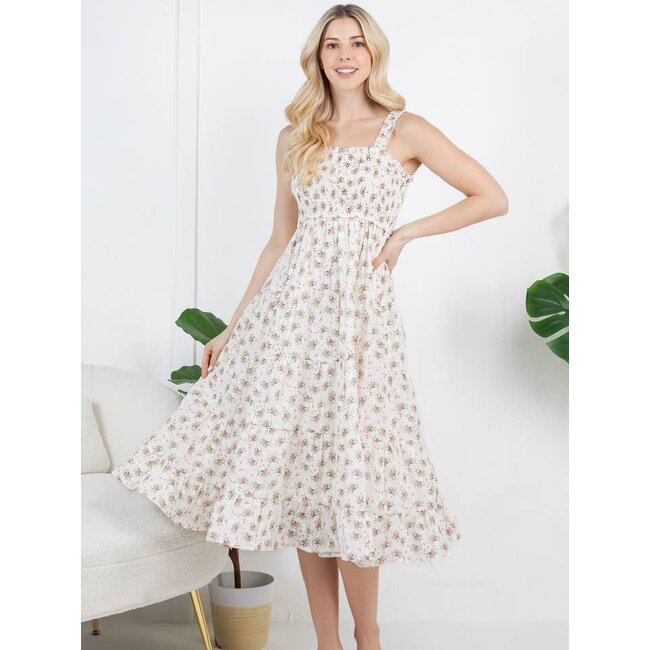 Floral Print With Embroidery Detailed Dress