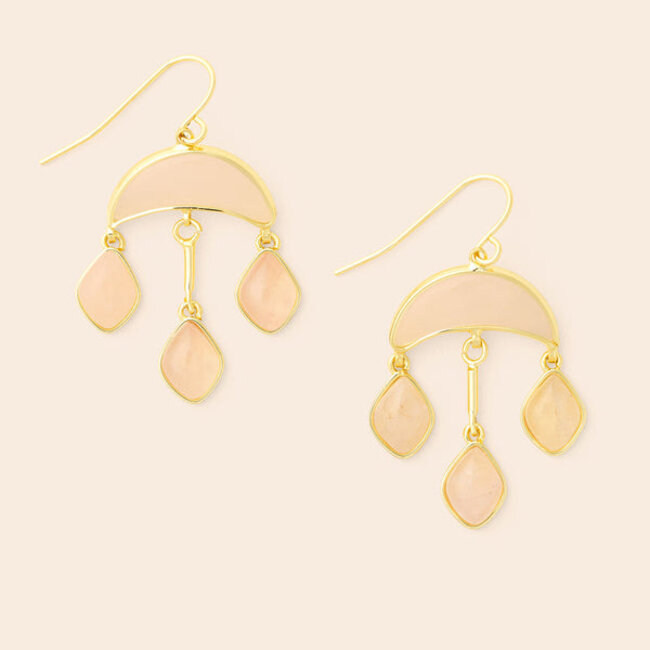 Scout Stone Crescent Drop Earring - Rose Quartz/Gold