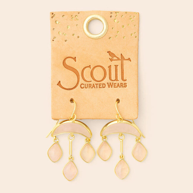 Scout Stone Crescent Drop Earring - Rose Quartz/Gold