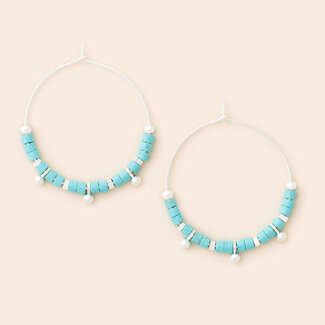 Scout Stone Disc Hoop Earring - Turquoise/Silver