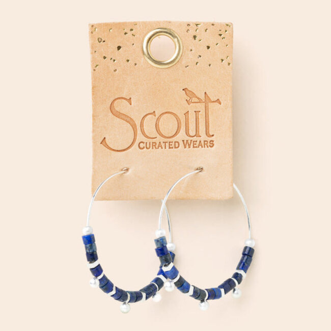 Scout Stone Disc Hoop Earring - Lapis/Silver
