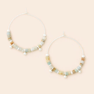 Scout Stone Disc Hoop Earring - Amazonite/Silver