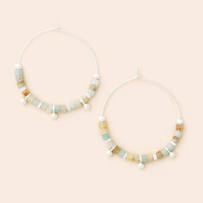 Scout Stone Disc Hoop Earring - Amazonite/Silver