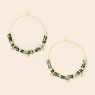 Scout Stone Disc Hoop Earring - African Turquoise/Gold
