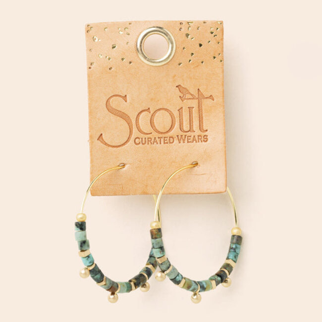 Scout Stone Disc Hoop Earring - African Turquoise/Gold