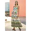 Yumi White Floral Block Print Tiered Maxi Sun Dress