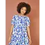 Yumi Mela Blue Leaf Print Tunic Skater Dress