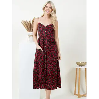 Small Print-Cherry Print Cami Maxi Dress