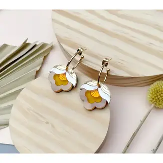 Rosa Pietsch Anna Retro Flower Hoop Earrings: Sunshine