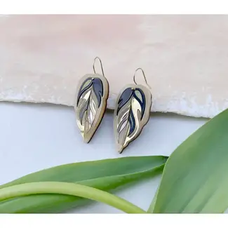 Rosa Pietsch Calathea Leaf Hook Earrings : Gold & Bronze