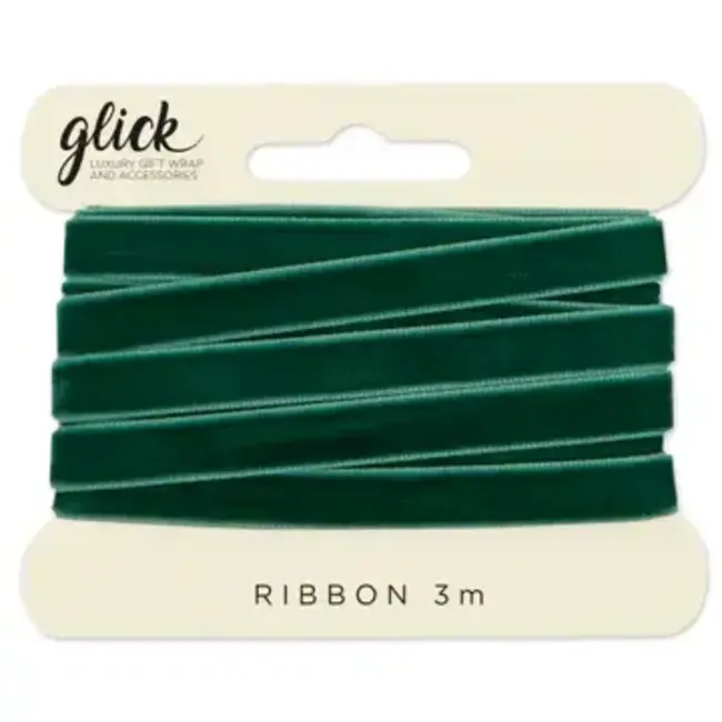 Fabric Ribbon 3m Velvet Green