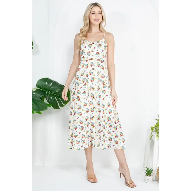 Colourful Floral Print Cami Dress