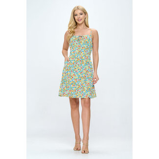 Colourful Floral Print Dress Spaghetti Strap