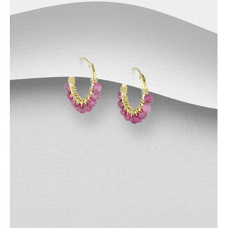 Sterling Gold & Sterling Gemstone Hoops (more colours)