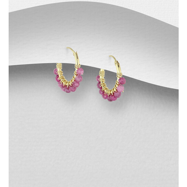 Sterling Gold & Sterling Gemstone Hoops (more colours)