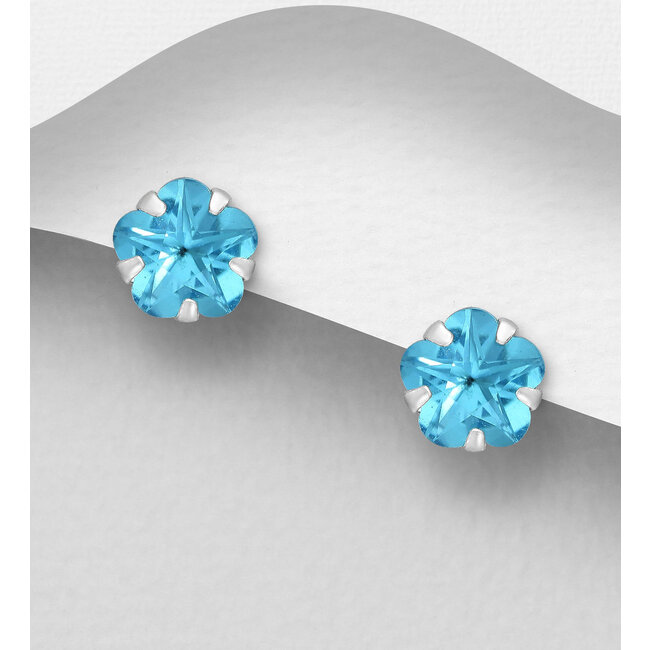 Sterling Sterling Studs - Flower - Cubic Zirconia (more colours)