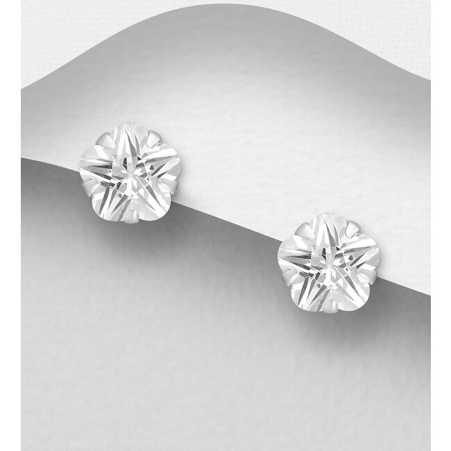 Sterling Sterling Studs - Flower - Cubic Zirconia (more colours)
