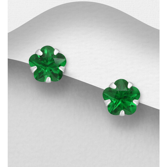 Sterling Sterling Studs - Flower - Cubic Zirconia (more colours)