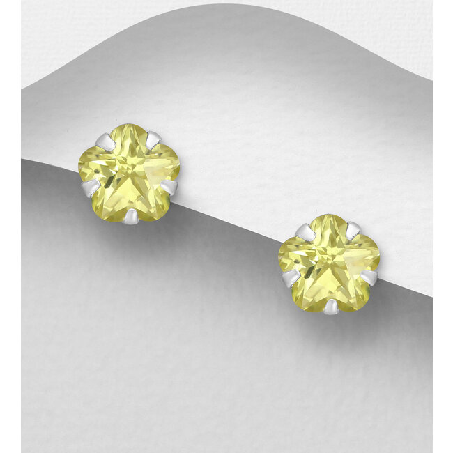Sterling Sterling Studs - Flower - Cubic Zirconia (more colours)