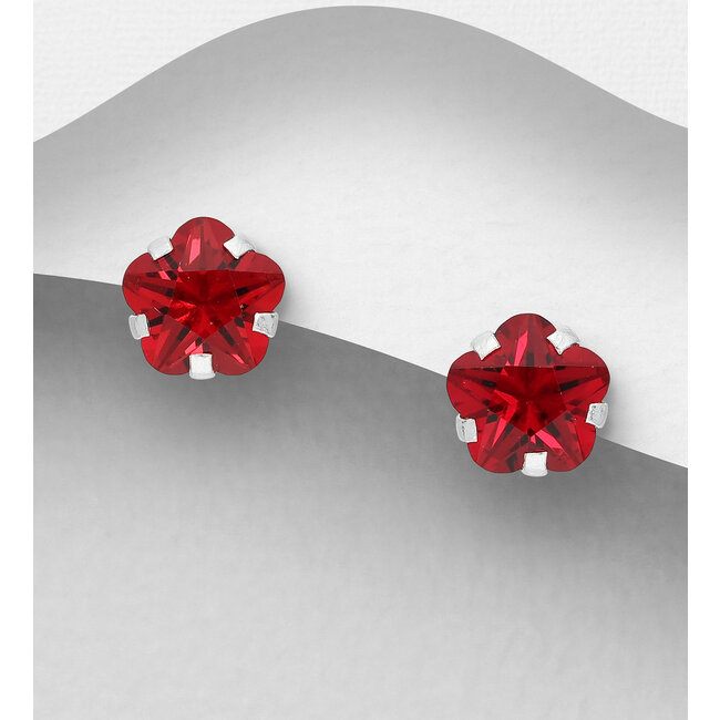Sterling Sterling Studs - Flower - Cubic Zirconia (more colours)