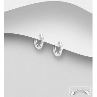 Sterling Sterling Classic Hoops with Cubic Zirconia